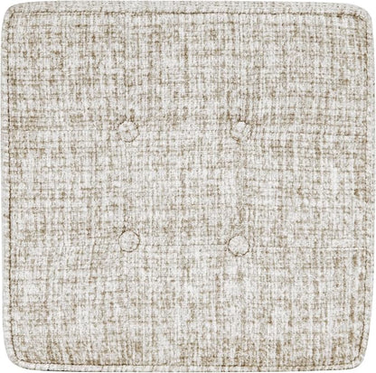 HomePop 18" Square Tufted Storage Ottoman - Cream Textural Woven