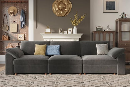 EASE MOOSE Oversized Sectional Modular Sofa,Comfty 3 Seat Cloud Couch,Modern Deep Seat Sectional for Living Room,Dark Gray
