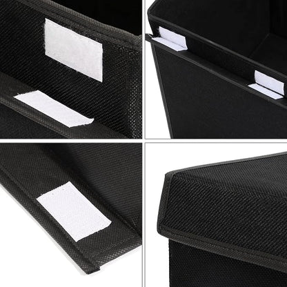 popoly Large Toy Box Chest Storage with Flip-Top Lid, Collapsible Kids Storage Boxes Container Bins for Toys, Playroom Organizers, 25"x13" x16" (Linen Black)