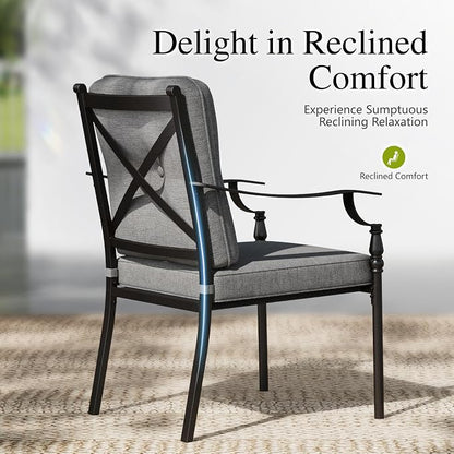 Sophia & William Outdoor Patio Dining Chairs Set of 4, Heavy Duty Outdoor Furniture Chairs with Thickened Cushions, Wrought Iron Deck Chairs for Backyard, Poolside, Balcony and Garden