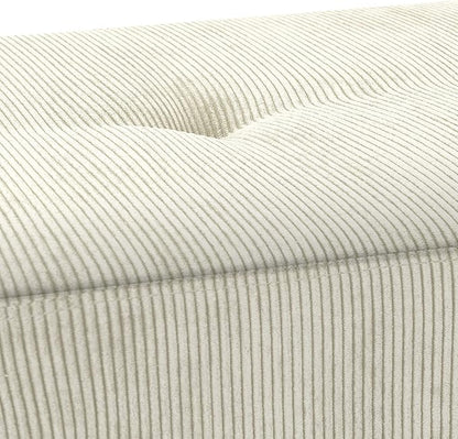 Comfy to go Entryway Bench - Beige Bench for Bedroom, Modern Ottoman End of Bed, Corduroy Padded Benches for Living Room, Foyer, Mudroom, Hallway - 39" L x 14" W x 17" H