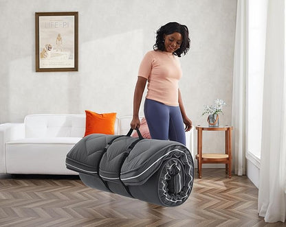 Jamdok 4Inch Twin Floor Mattress,3-Layer Structure Cot Mattress Topper,Gel Memory Foam,Removable Thickened Cover,Portable Roll Up Sleep Pad(75X38X4“)