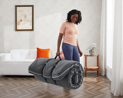 Jamdok 4Inch Small Single Floor Mattress,3-Layer Structure Cot Mattress Topper,Gel Memory Foam,Removable Thickened Cover,Portable Roll Up Sleep Pad(72X24X4“)