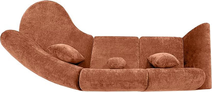 Christopher Knight Home Grelyn Modern Curved Modular Sectional Sofa, Wool Fabric Large Cloud Couch, 6-Seater L-Shaped Couch Living Room, 3-Piece Lounge Sofa with Chaise,Fully Assembled,Brownish Orange