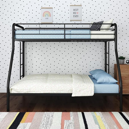 DHP Dusty Metal Bunk Bed with Secured Ladders, Twin/Full, Black