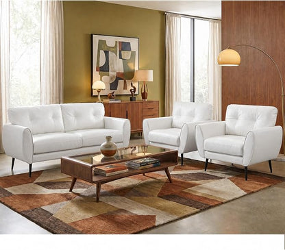 TYBOATLE Mid Century Modern White Leather Couch - 61" Loveseat, Tufted, Comfy 2 Seat Settee for Living Room or Office, Fits Small Spaces, Easy Assembly (2, White)