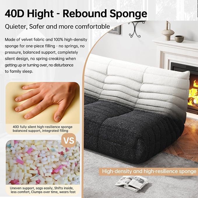 WHGBJA Bean Bag Chairs for Adults with Memory Foam Couch, Loveseat Sofa Chair for Bedroom, Living Room, Reading, Gaming Floor Sofa Couch, Boneless, Comfy