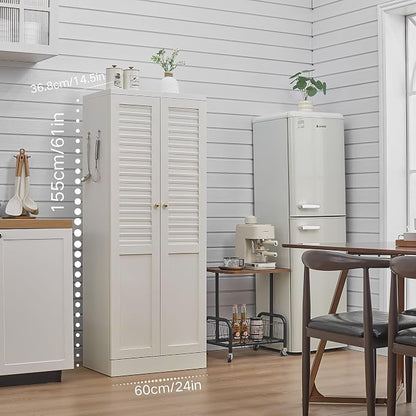 61'' Metal Pantry Cabinet with 4 Adjustable Shelves, Freestanding Steel Storage Cabinet for Kitchen & Home