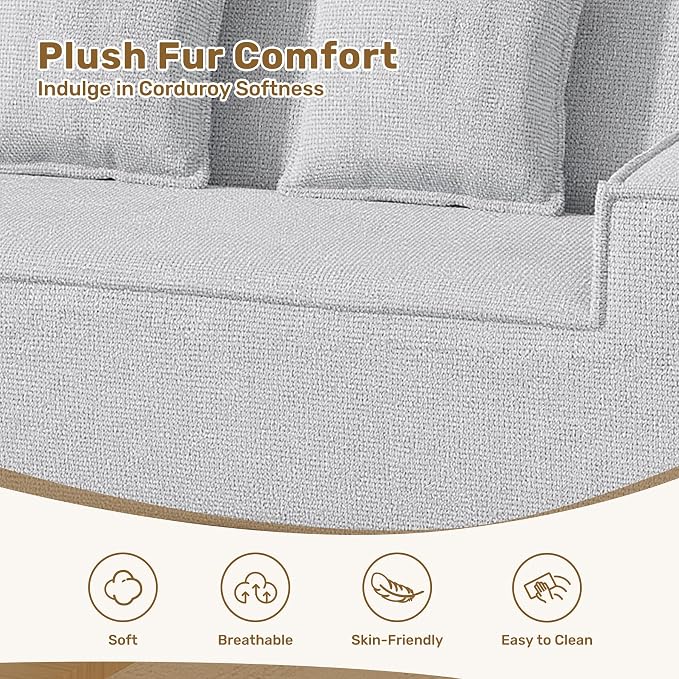 Luxanimarion 77'' Modern Small Loveseat, No Assembly Required Cloud Sofa Cloud Sofa Boneless Couches with 2 pcs Pillows for Living Room, Apartment(Polar Fleece-Grey)