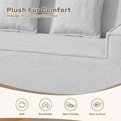 Luxanimarion 77'' Modern Small Loveseat, No Assembly Required Cloud Sofa Cloud Sofa Boneless Couches with 2 pcs Pillows for Living Room, Apartment(Polar Fleece-Grey)