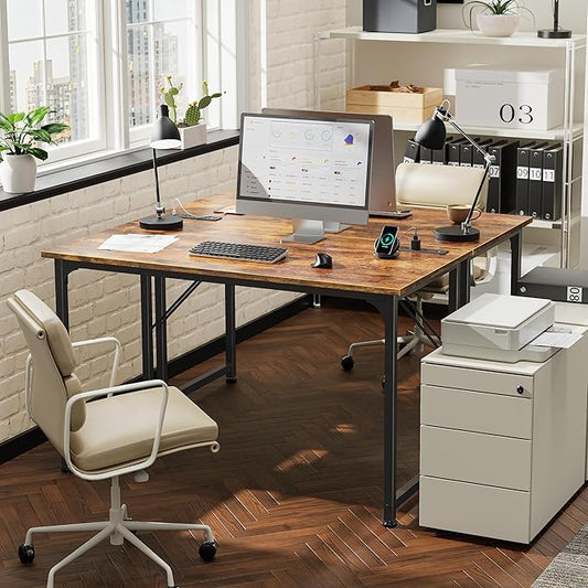 PRAISUN 40 X 20 Inch Computer Desk with Power Outlets and USB-C Port, Gaming Office Desk with Deeper Desktop, Writing Work Desk for Home Office, Study, Bedroom, Metal Frame, Rustic Brown