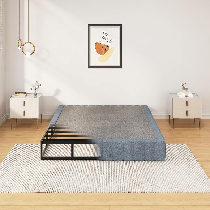 SHLAND Box Spring Full 9-Inch, Heavy Duty Metal Full Size Box Springs Mattress Foundation with Fabric Cover,Easy Assembly