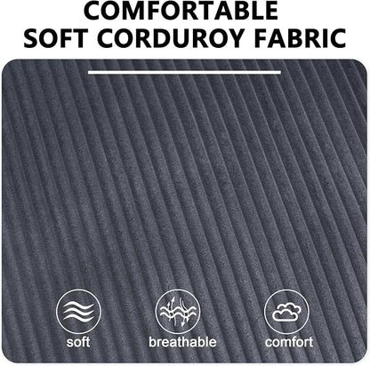 84.6” Corduroy Loveseat with Ottoman, Oversized Double Chaise Lounge Chair Indoor Deep Seat Two Seater Couch Cloud Couch Modular Sectional Sofa for Living Room(Corduroy Grey)