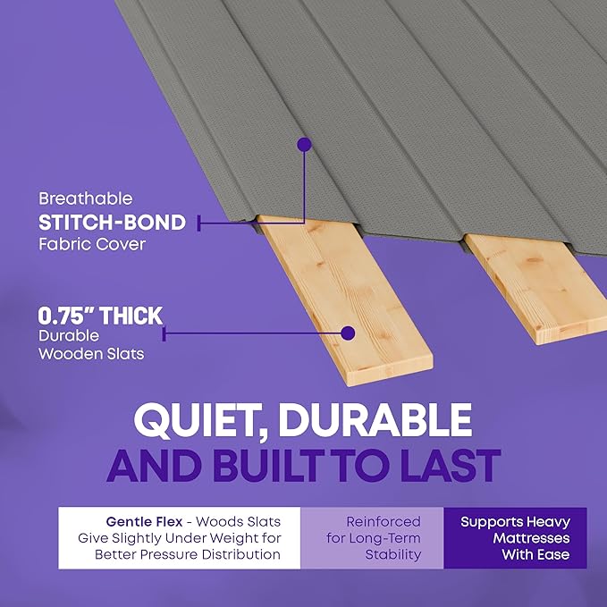 Greaton, Wooden Twin Bed Slats for Support Under Mattress with Cover – Replacement Wood Slats for Twin Size Bed Frame – Under Mattress Support Without Extra Height – 2.38-Inch Standard Width