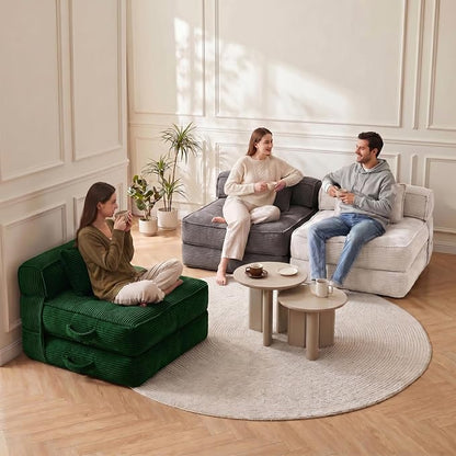 Folding Sofa Bed, Convertible Sleeper Chair with Pillow Foldable Mattress with Back Support, Portable Fold Out Chair Bed Comfy Floor Couch Lounge for Living Room Bedroom Apartment Single