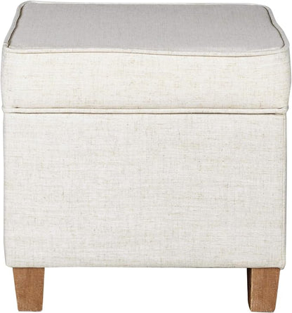 Homepop Home Decor | K7342-F2067 | Classic Square Storage Ottoman with Lift Off Lid | Ottoman with Storage for Living Room & Bedroom, Cream Woven