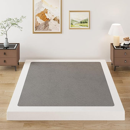 Lutown-Teen 3 Inch King Box Spring Low Profile, Heavy Duty Metal King Size Box Spring Bed Base with Fabric Cover, Mattress Foundation, Noise Free, Easy Assembly