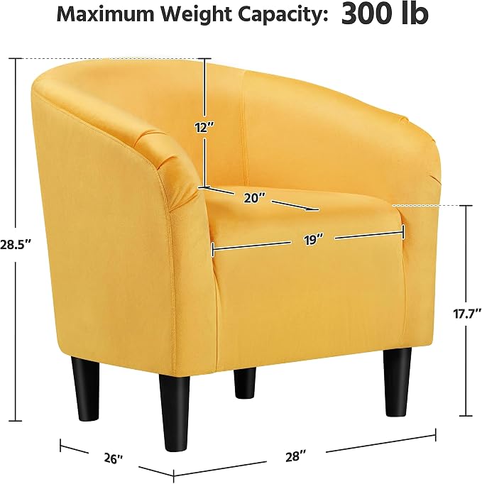 Topeakmart Accent Chair, Club Arm Chair with Velvet Upholstery and Sturdy Legs for Bedroom/Living Room/Home Bar, Yellow
