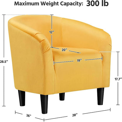 Topeakmart Accent Chair, Club Arm Chair with Velvet Upholstery and Sturdy Legs for Bedroom/Living Room/Home Bar, Yellow