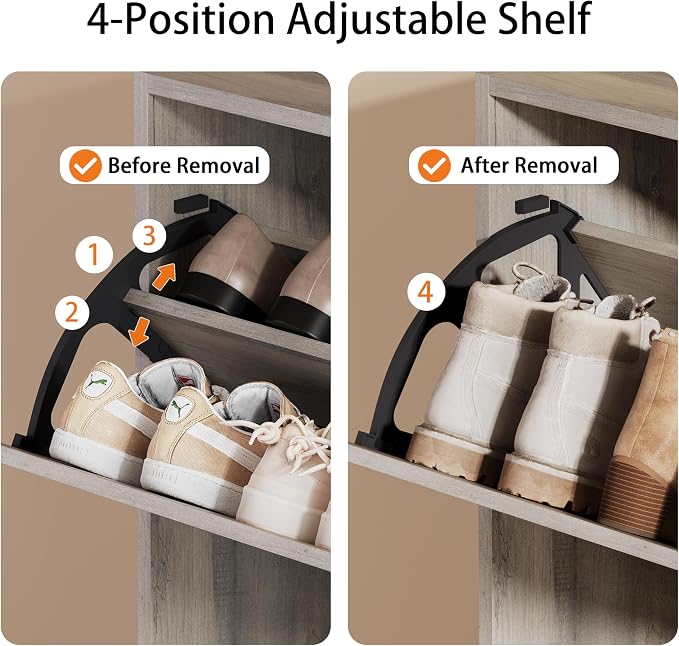 Shoe Storage Cabinet, Wood Shoe Organizer for Entryway with 3 Flip Drawers, Freestanding Shoe Rack with Adjustable Shelf, Narrow Shoe Dresser for Front Door Entrance (Grey, 3 Drawers)