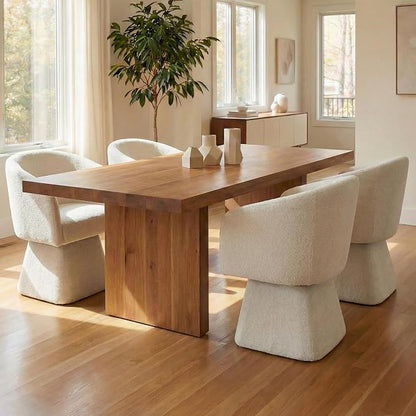 VKNOW Upholstered Swivel Dining Chairs Set of 1, Modern Dining Room Chairs with Barrel Back, Accent Arm Chair for Dining Room, Living Room, Bedroom, Vanity, Beige