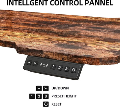Acrolix 59 Inch L Shaped Standing Desk with Shelves and Keyboard, Electric Corner Standing Desk Adjustable Height, Sit Stand Computer Table with Reversiable Splice Board，Rustic Brown