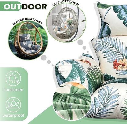 Indoor Outdoor Egg Chair Cushion Thick Hanging Floral Egg Swing Chair Cushion U-Shaped Back Cushions for Patio Garden Hammock