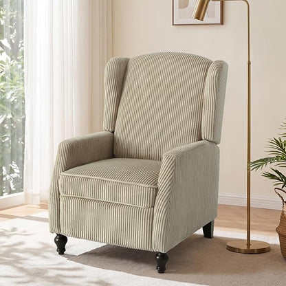 Wingback Recliner Chair with Massage and Heat, Tufted PU Leather Push Back Arm Chair for Living Room Vintage Recliner Chair with Remote Control, Padded Cushion, Backrest