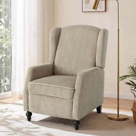 Wingback Recliner Chair with Massage and Heat, Tufted PU Leather Push Back Arm Chair for Living Room Vintage Recliner Chair with Remote Control, Padded Cushion, Backrest