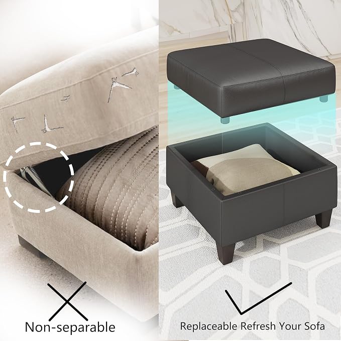 EASE MOOSE U Shaped Modular Sectional Sofa with Storage, Faux Leather Modular sectional Oversized Modular Sectional Couch with Reversible Chaises for Living Room