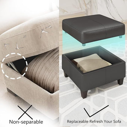 EASE MOOSE U Shaped Modular Sectional Sofa with Storage, Faux Leather Modular sectional Oversized Modular Sectional Couch with Reversible Chaises for Living Room