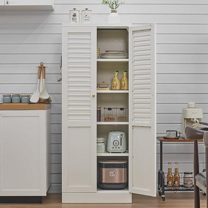 61'' Metal Pantry Cabinet with 4 Adjustable Shelves, Freestanding Steel Storage Cabinet for Kitchen & Home