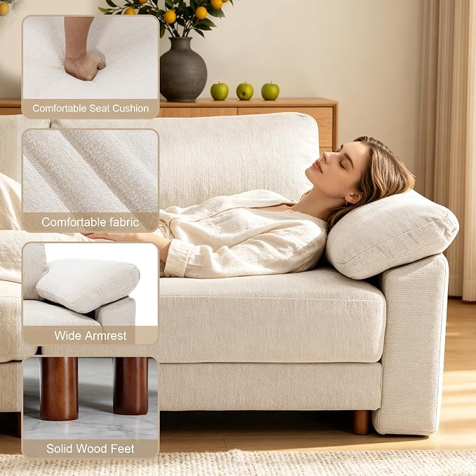 Oversized L Shaped Sectional Couch for Living Room, Extra Large Deep Seat Modular Sectional Sofa with Washable Covers, Modern Cloud Couch for Apartment, Bedroom (Beige, U Shape 6 Seat)