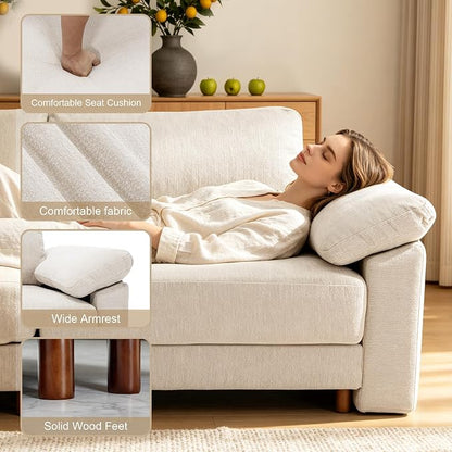 Oversized L Shaped Sectional Couch for Living Room, Extra Large Deep Seat Modular Sectional Sofa with Washable Covers, Modern Cloud Couch for Apartment, Bedroom (Beige, U Shape 6 Seat)