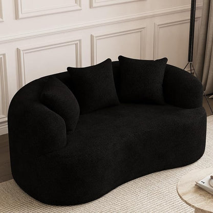 69" Curved Loveseat Sofa, Modern Chenille Cloud Couch with Extra Deep Seat, Oversized Love Seat Couch for Living Room Bedroom Apartment Small Spaces, No Assembly Required, Black