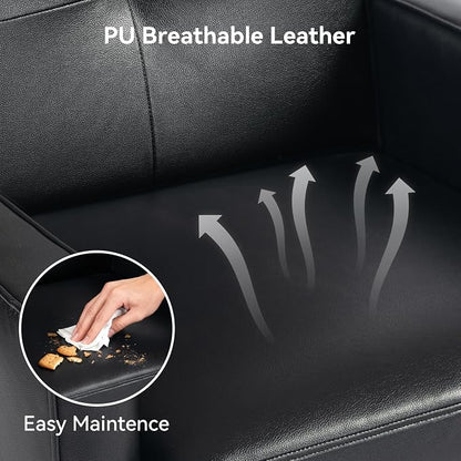Vogue Furniture Direct Mid Century Accent Chair, PU Leather Modern Chair with Wooden Frame, Cozy Armchair Reading Chair with Comfy Back for Apartment, Living Room, Bedroom, Small Space, Corner, Black