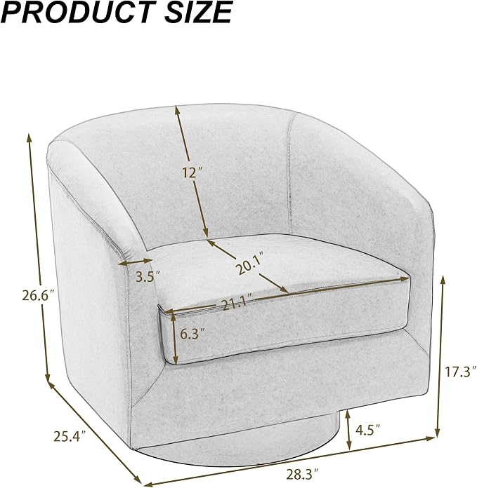 Swivel Barrel Accent Chairs Set of 2, Faux Leather Club Chair Upholstered Armchair for Living Room, Modern Arm Chair Small Single Sofa Bedroom Side Reading Seat - Cream