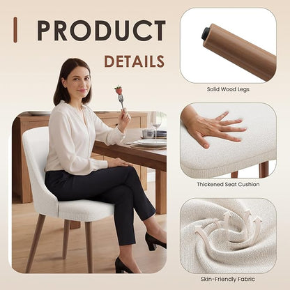 MALOL Dining Room Chair Set of 4, Upholstered Kitchen Chairs with Wood Legs, High-Back Padded Dining Chairs for Dining Room/Restaurant/Cafe, Beige