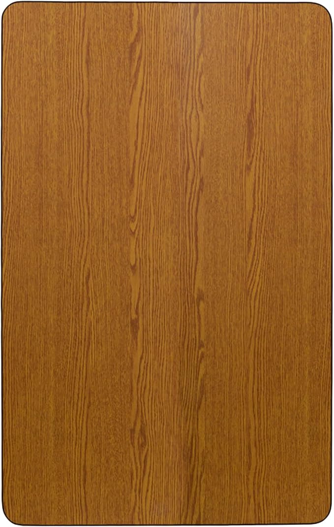 Flash Furniture Wren 30"W x 72"L Rectangular Oak Thermal Laminate Activity Table - Height Adjustable Short Legs