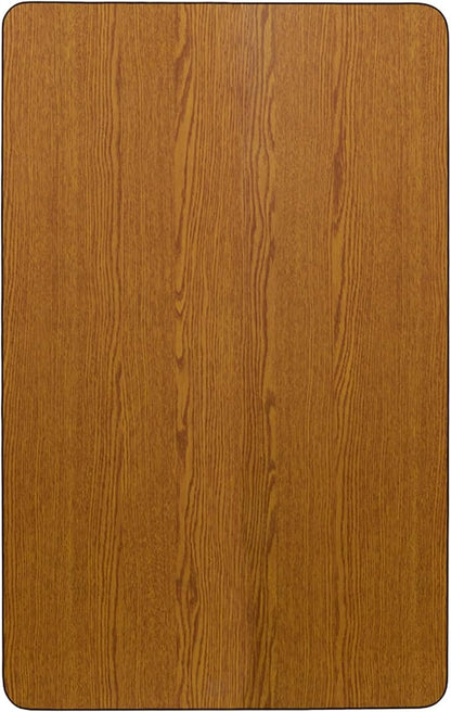 Flash Furniture Wren 30"W x 72"L Rectangular Oak Thermal Laminate Activity Table - Height Adjustable Short Legs