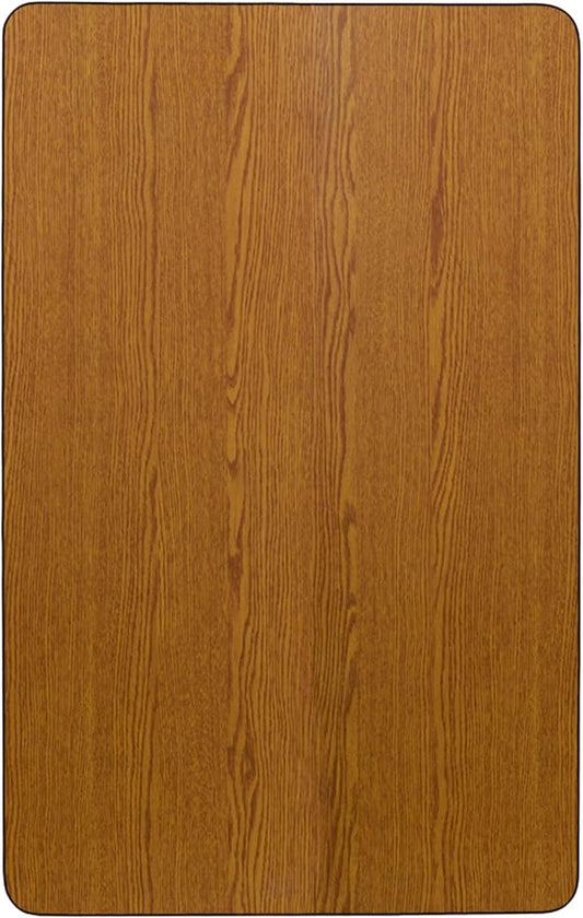 Flash Furniture Wren 30"W x 72"L Rectangular Oak Thermal Laminate Activity Table - Height Adjustable Short Legs