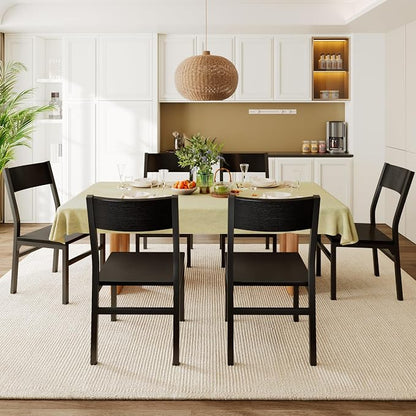 Feonase Dining Chairs Set of 6, Modern Kitchen Chairs with Ergonomic Backrest, MDF Board and Metal Legs, Dinner Chairs for Dining Room, Kitchen and Living Room, Easy Assembly, Black