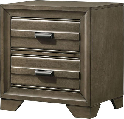 Roundhill Furniture Loiret Light Gray Finish 3-Piece Wood Bedroom Set with Queen Size Storage Bed with Two Nightstands