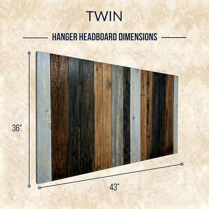 Barn Walls Twin Headboard - All Terrain Mix Multi-Tonal Solid Wood Panels | Wall Mount, Adjustable Height, Made in America