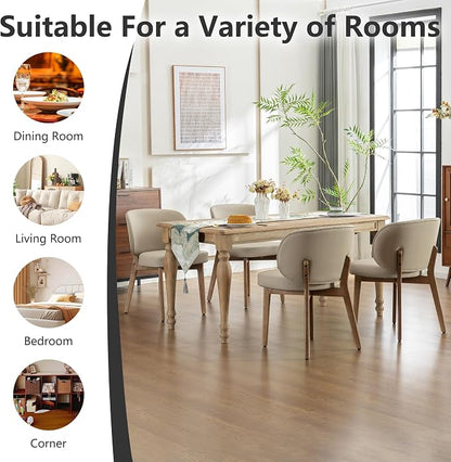 YOUNIKE Dining Chairs Set of 3 Kitchen Dining Room Chairs Modern Khaki | Faux Leather Upholstered Armless Side Accent Chair with Back 20.1" Wide Padded Seat Wooden Legs for Living Room Bedroom