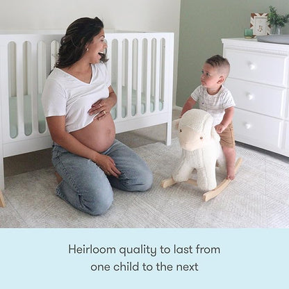 Newton Baby Galileo Standard Crib, Solid Beech Wood in White Color, 3-in-1 Convertible Crib with Toddler Bed Conversion Kit, Ultra-Safe Non-Toxic Finish