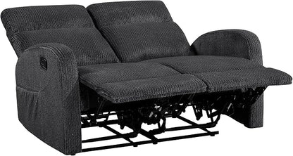 Lexicon Manual Reclining Loveseat, Textured Microfiber Loveseat Recliner, Wall Hugger, Track Arms, Magazine Pockets, Manual Dual Recliners for Living Room/Office/Apartment, Easy Assembly, Dark Gray