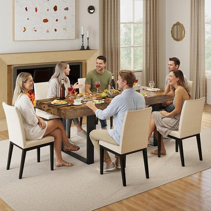 Zevemomo 63"-78.7" Extendable Dining Room Table for 6-8, Expandable Dinner Table Rectangular Kitchen Table Farmhouse Wooden Tables for Dining, Kitchen, Office, Living Room, Space Saving-Rustic Brown