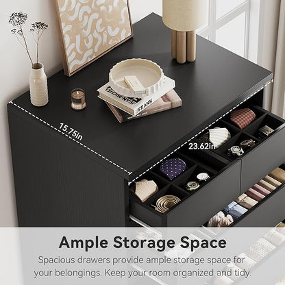 Jocoevol Black Tall 8 Drawer Dresser for Bedroom,Dressers & Chests of Drawers with Jewelry Storage,Wood Storage Dresser with Deep Drawers for Living Room Hallway Entryway(55.3" L*23.6" W*15.7")