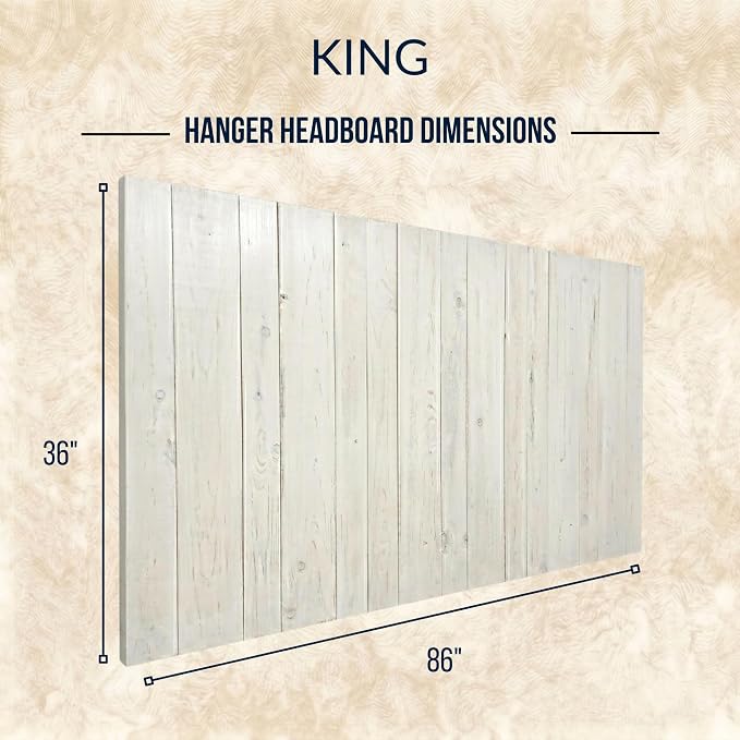Barn Walls Whitewash Headboard, King Size | Coastal Design Distress, Solid Wood Floating Panels, Wall Mount, Adjustable Height, Easy Assembly